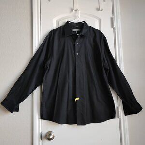 Kenneth Cole Reaction Long Sleeve Black Pin Striped Dress Shirt Size 17.5, 34-35